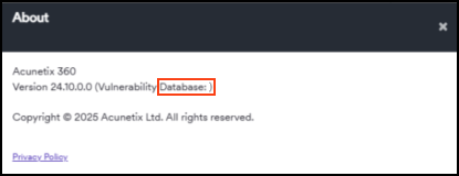 Troubleshoot Vulnerability Database not updated to the correct version in Acunetix 360 On-Premises.