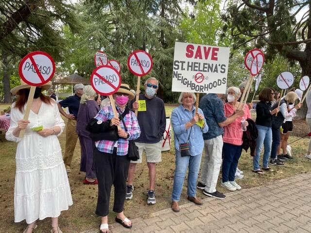 A second anti-Pacaso rally took place on St. Helena’s Main St. with passing motorists honking horns in support.