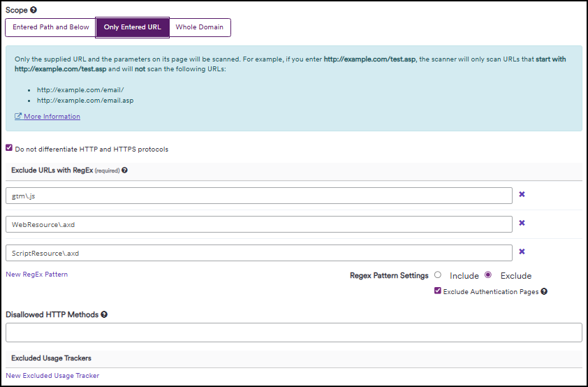 Setting up scan scope and exclusions in Invicti Enterprise.