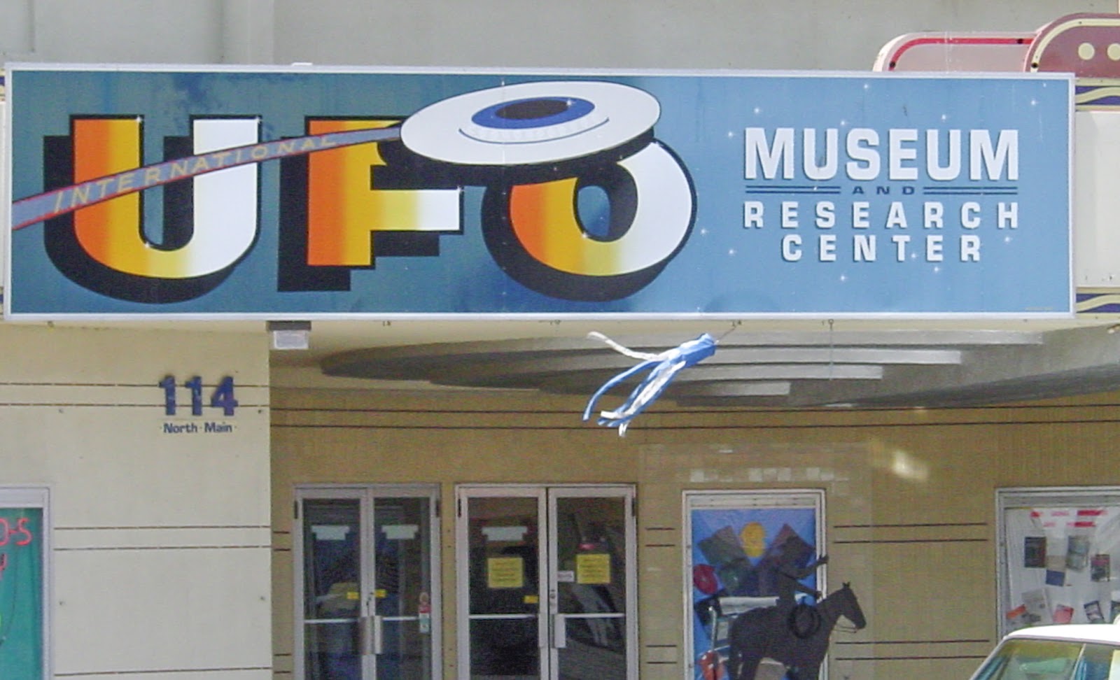 The front door of the U F O Museum and Research Center