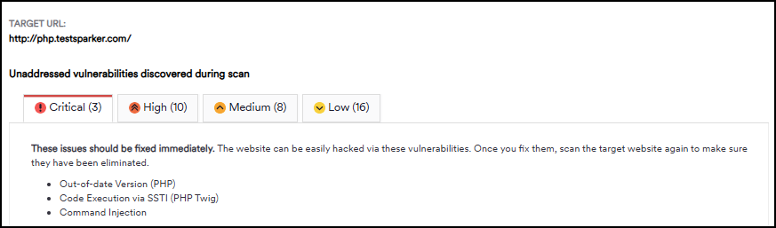 Real-time reporting of found vulnerabilities in Invicti Enterprise.