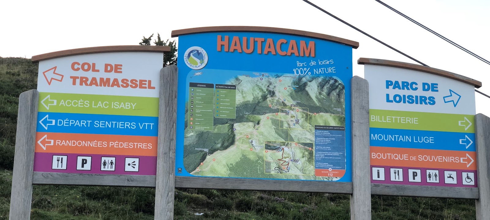 Cycling Hautacam, ski resort and col de Tramassel sign