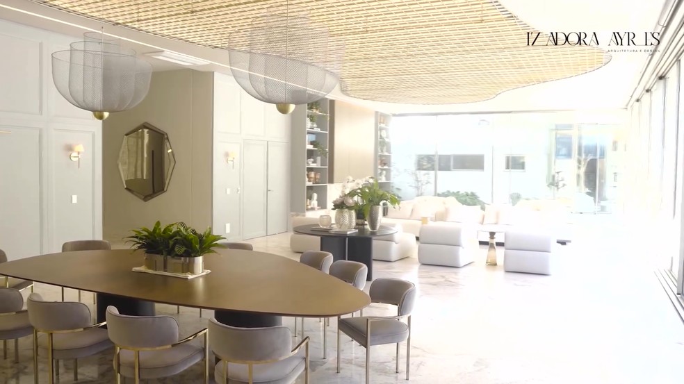 Sala da nova mansão de Virginia — Foto: Instagram/Izadora Ayres Arquitetura