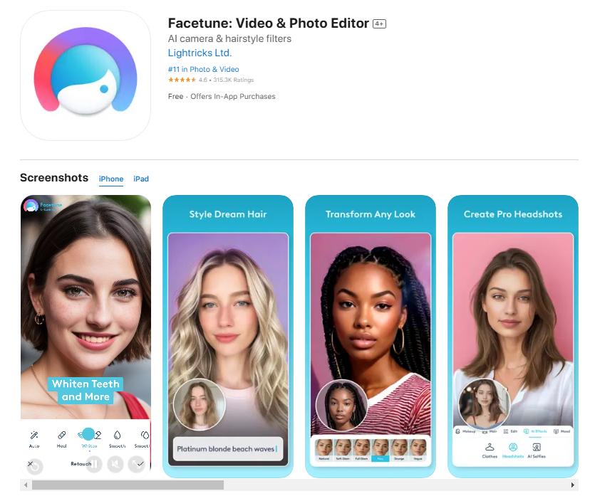 Facetune – Simple To Use AI Clothes Changer Free App