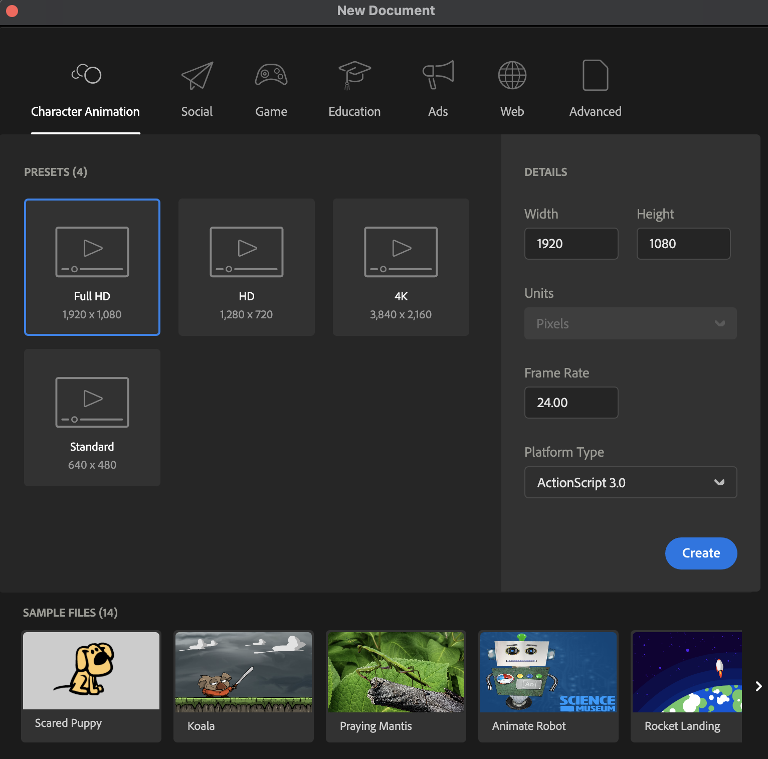 New document options