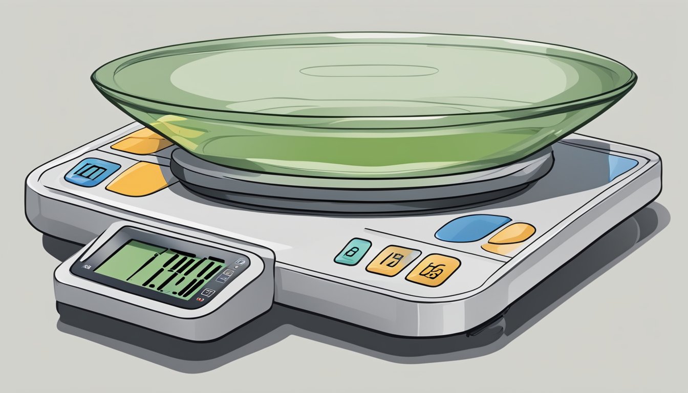 A scale weighing a product with "Temu" on one side and "Amazon" on the other, with "Temu" significantly lower