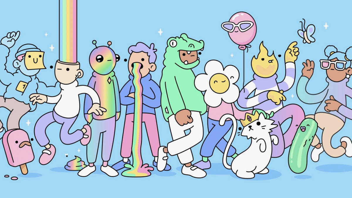 Colorful, whimsical Doodles NFT characters