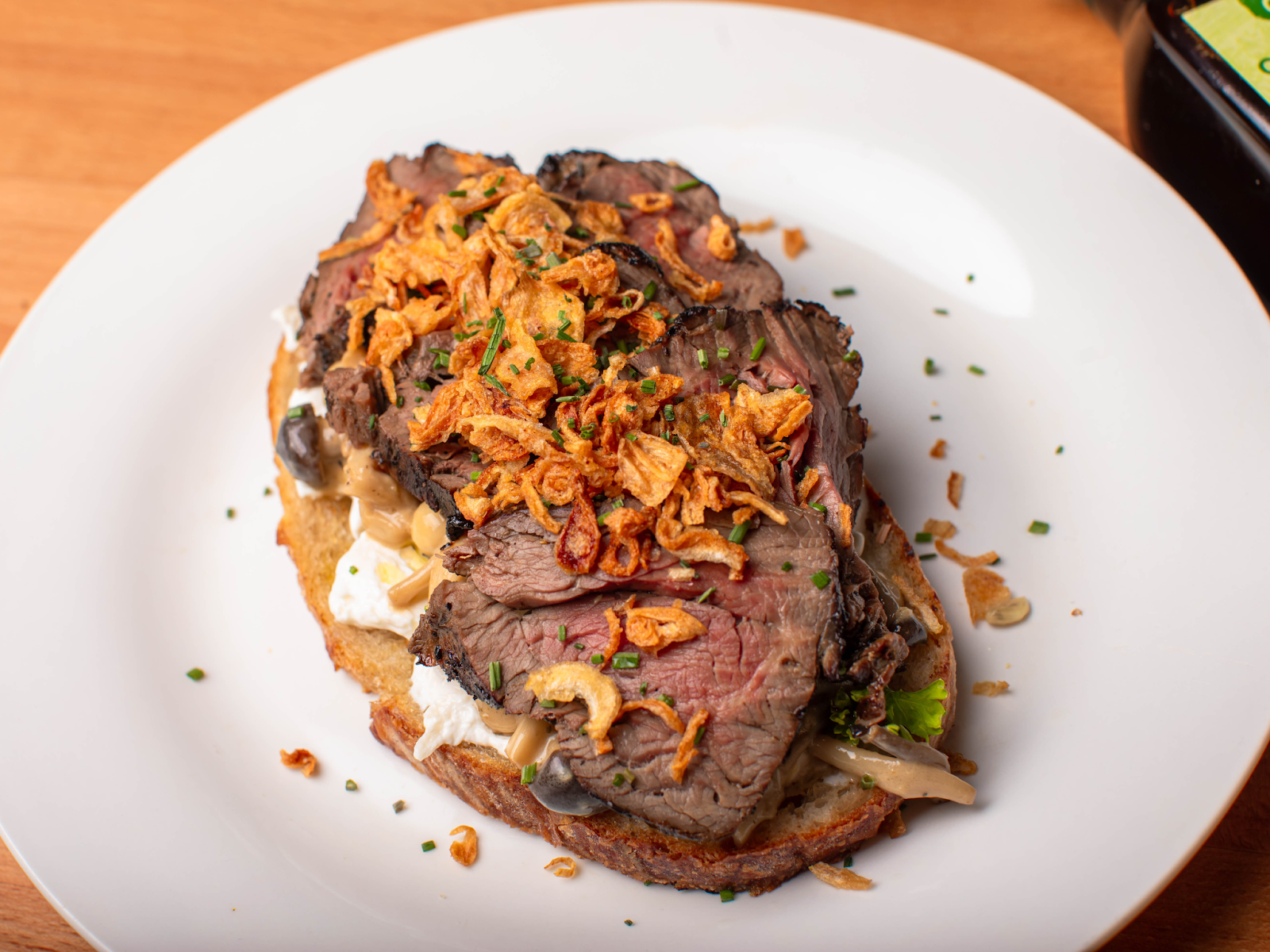 Steak, Mushroom &amp; Burrata Open-Faced Sandwich