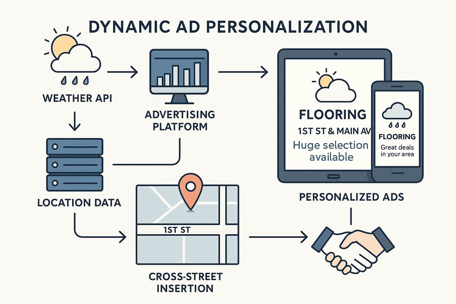 Digital marketing automation for flooring company lead generation using real time weather data and local targeting.