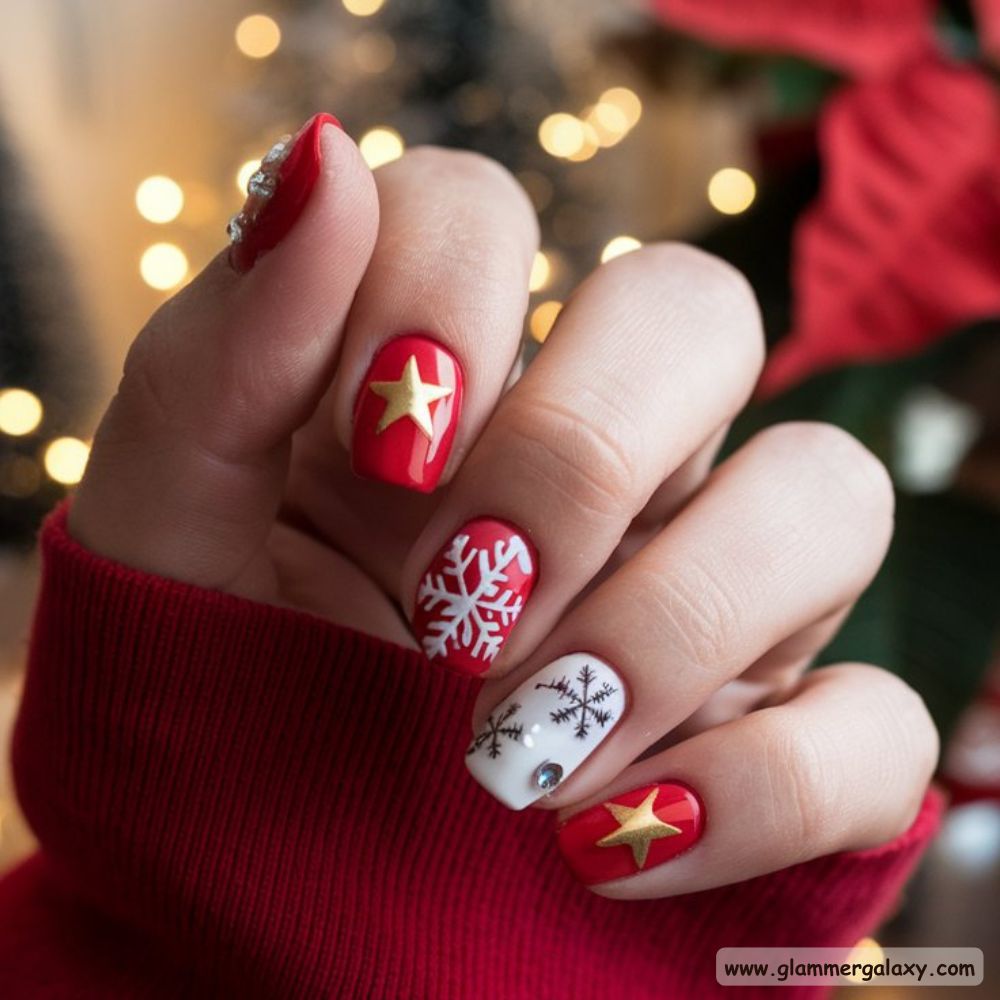 Classy Winter Nails having Classic Red Nails for Winter
