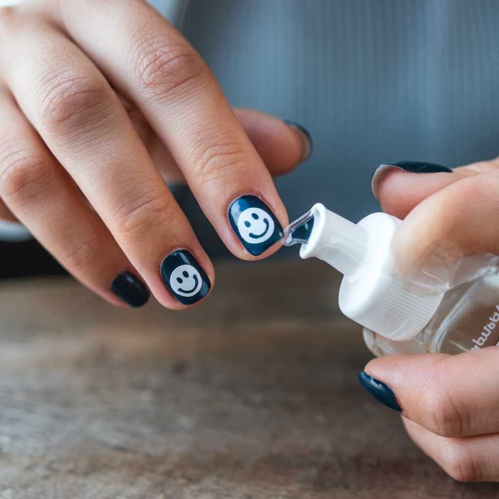applying sanitizer to remove nail polish