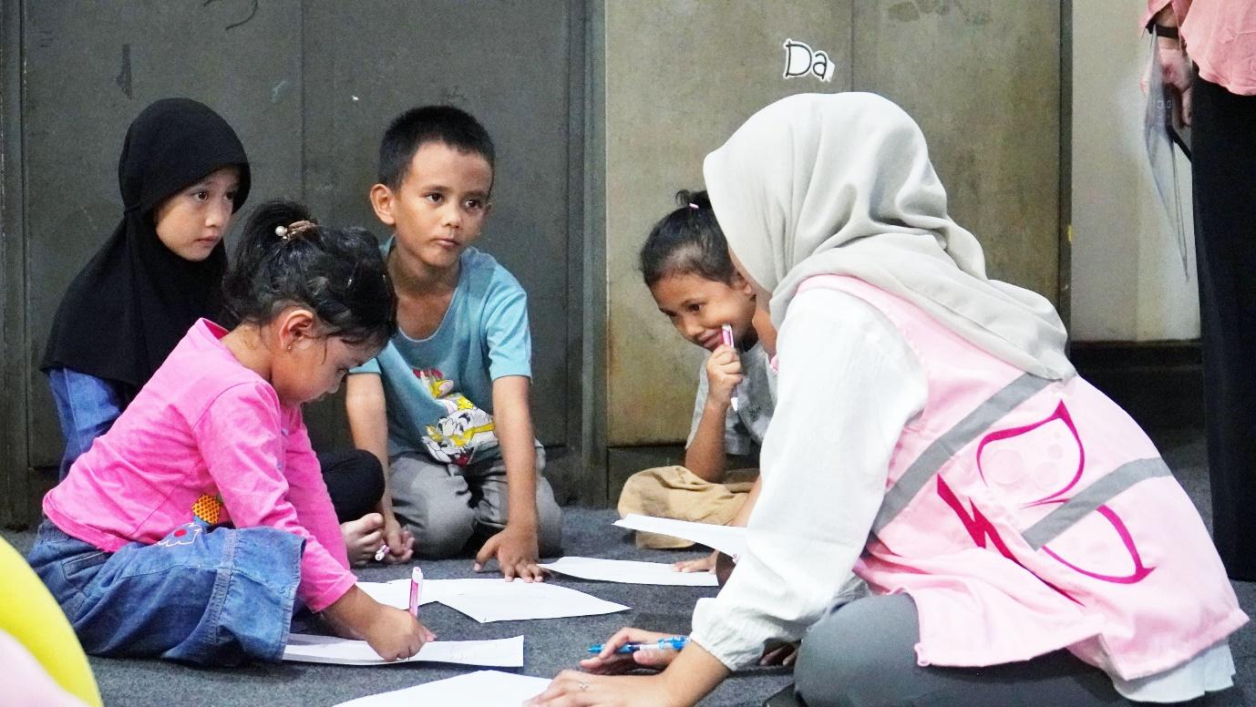 A group of children sitting on the floor

Description automatically generated