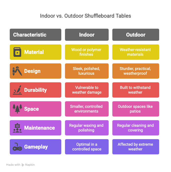 Indoor vs. Outdoor Shuffleboard Tables