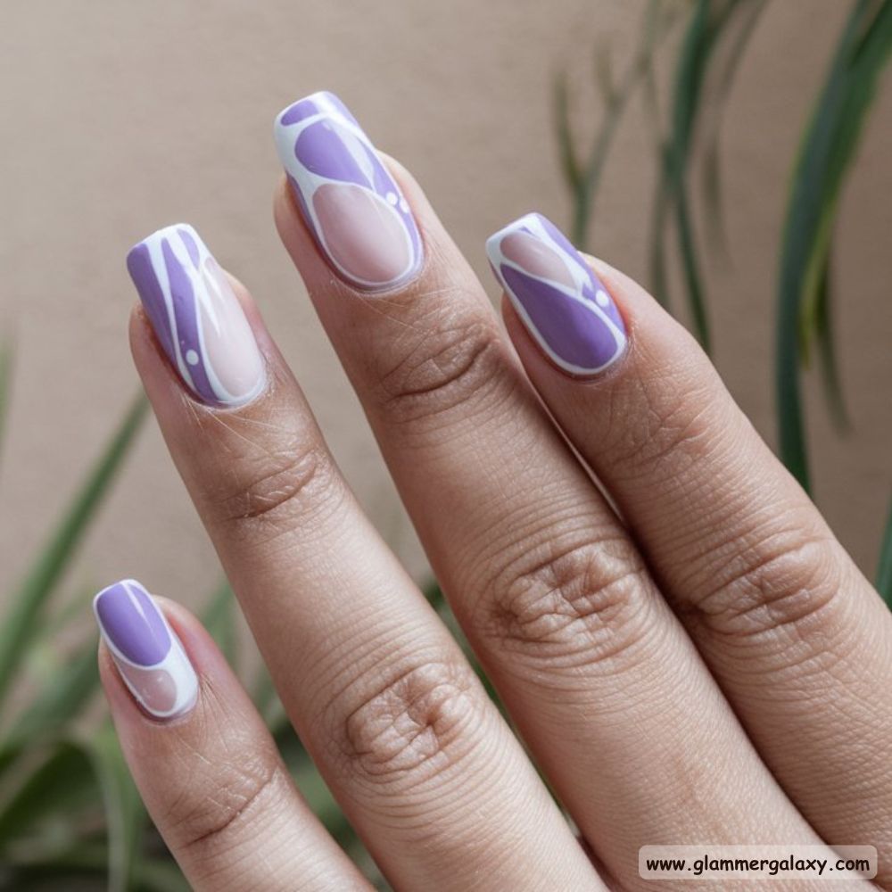 Purple Fall Nails having Trendy Negative Space Nail Art