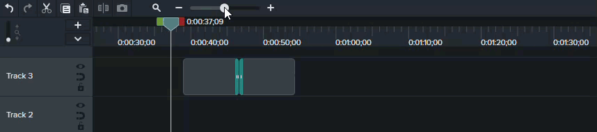 Animated gif showing elements on the Camtasia timeline