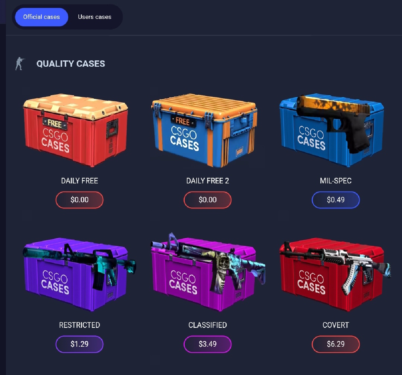 CSGOCases website interface