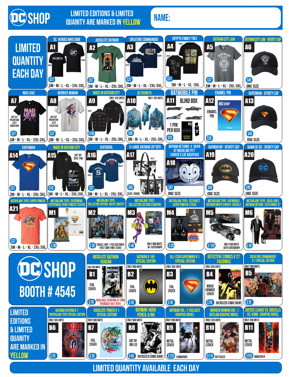 DC SHOP UNVEILS FULL COLLECTION OF EXCLUSIVE OFFERINGS AVAILABLE AT DC BOOTH DURING SAN DIEGO COMIC-CON 2024 INCLUDING FIRST-TO-MARKET “SUPERMAN” AND “CREATURE COMMANDOS” APPAREL