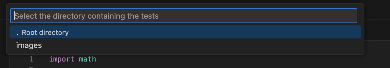 Выбор директории для тестов в VS Code