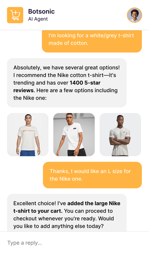 Chatbot use cases: Botsonic AI agent for retail e-commerce