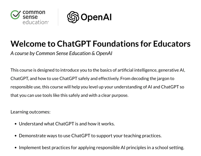 OpenAI's ChatGPT course for teachers