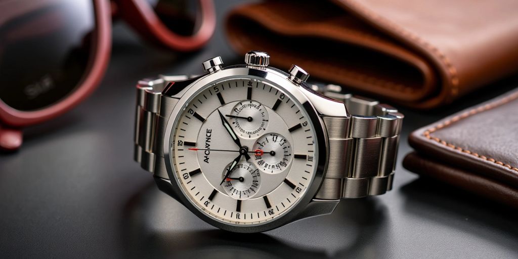 Elegant wristwatch with luxury accessories