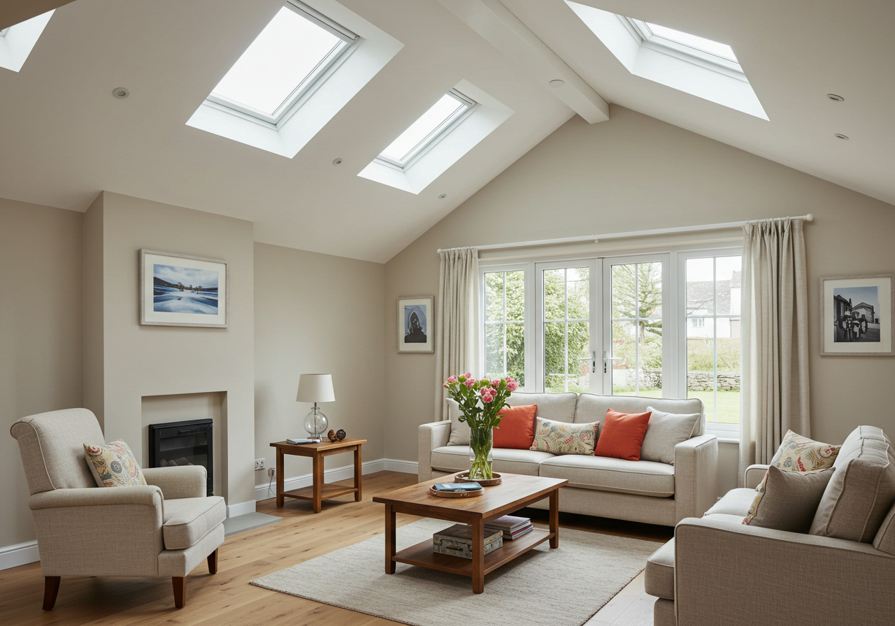Bright Interior with Skylights