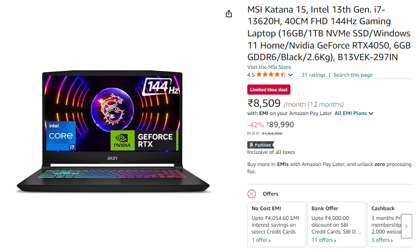 Best Gaming Laptops Under 1 lakh in 2024