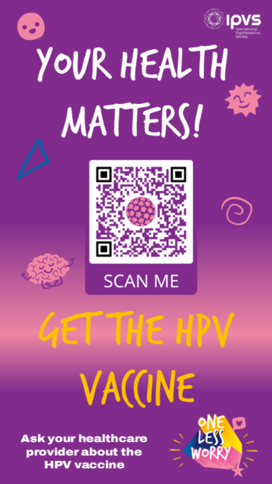 A qr code on a purple background

Description automatically generated