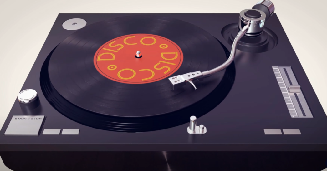 Turntable playing disco vinyl record