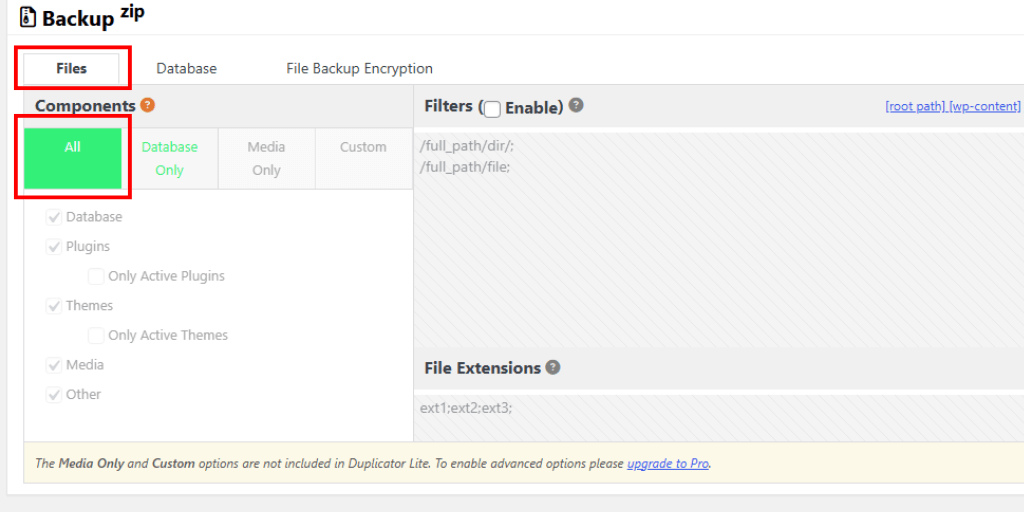 Choose All Files to Backup