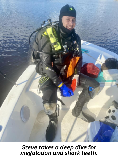 Steve takes a deep dive for megalodon and shark teeth.