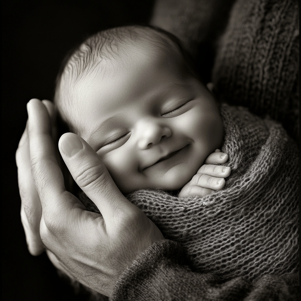 A smiling newborn baby | Source: Midjourney