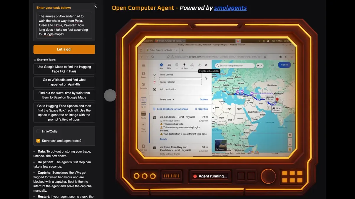 Screenshot of Hugging Face’s Open Computer Agent.