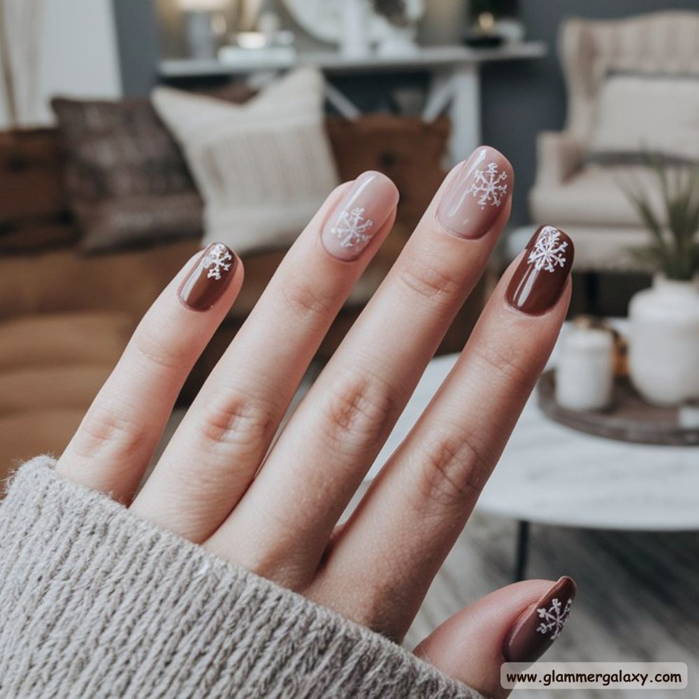 Classy Winter Nails having Cozy Brown Winter Nails
