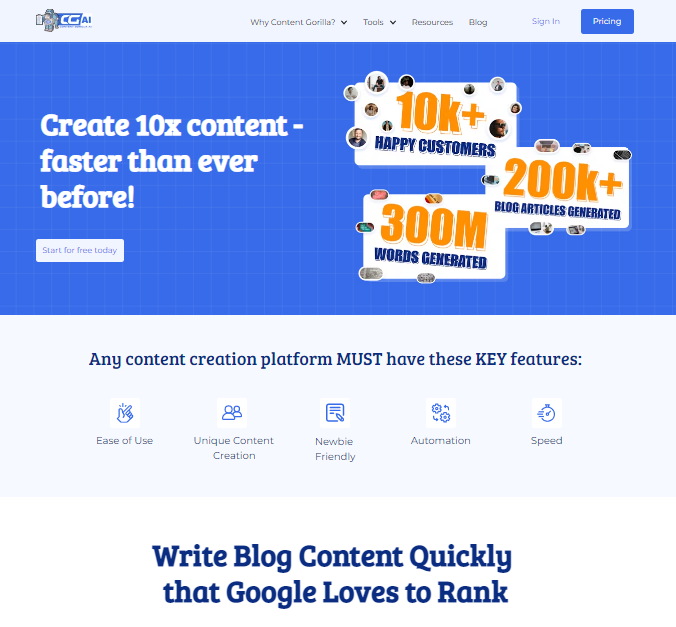Content Gorilla AI - High-Quality Content Generation Tool 