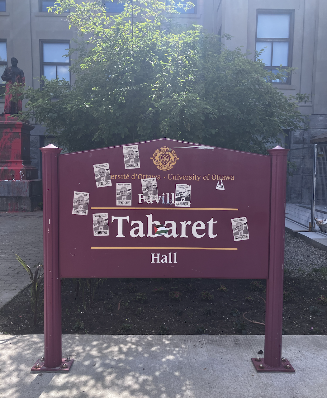 June 3 Fremont stickers on Tabaret sign