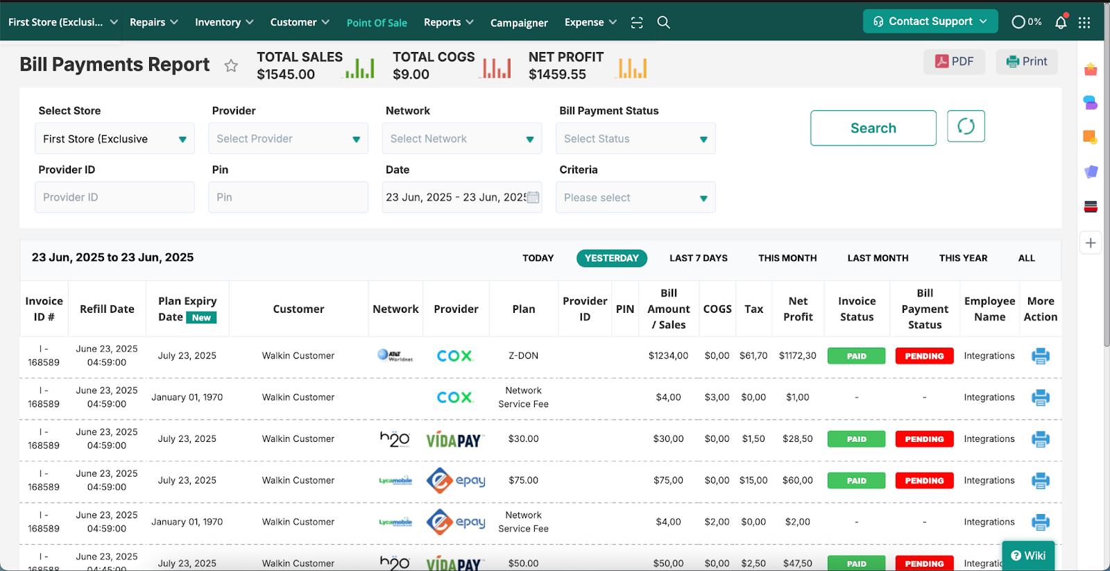 Filter Payment Records
