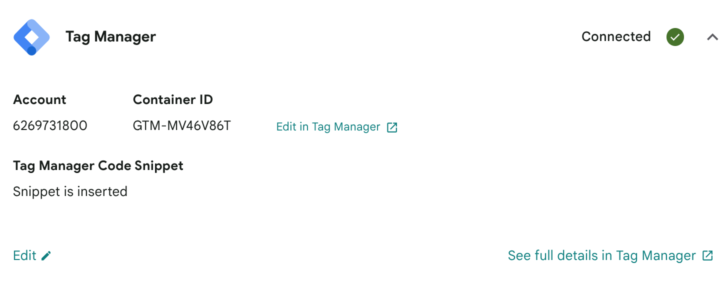 Viewing the Tag Manager Settings