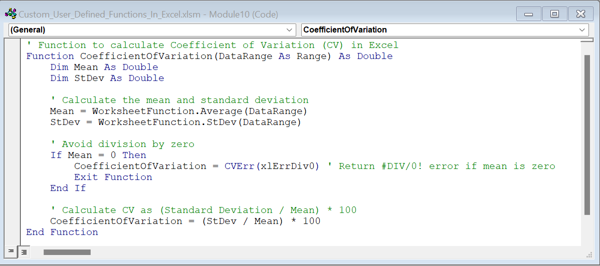 custom functions in excel