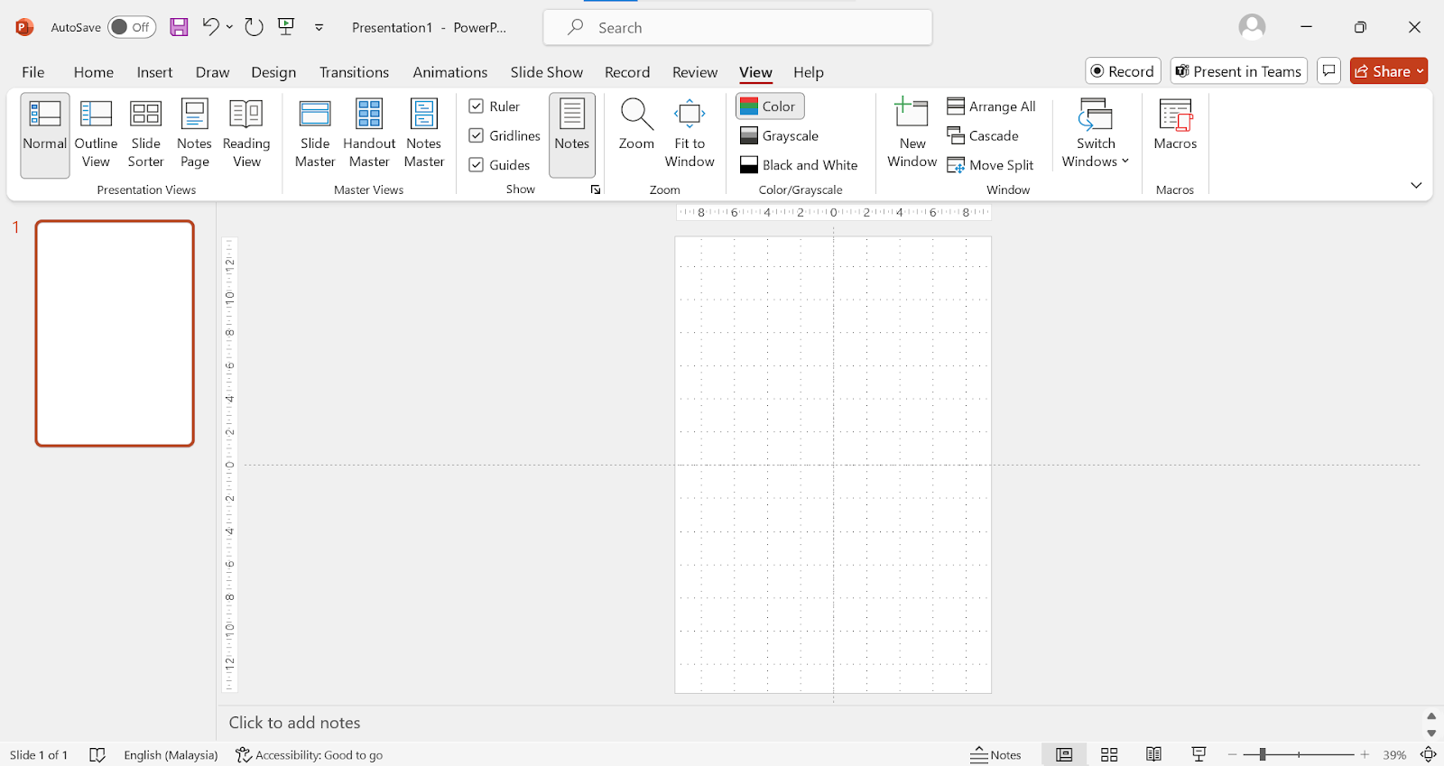 Enabling gridlines