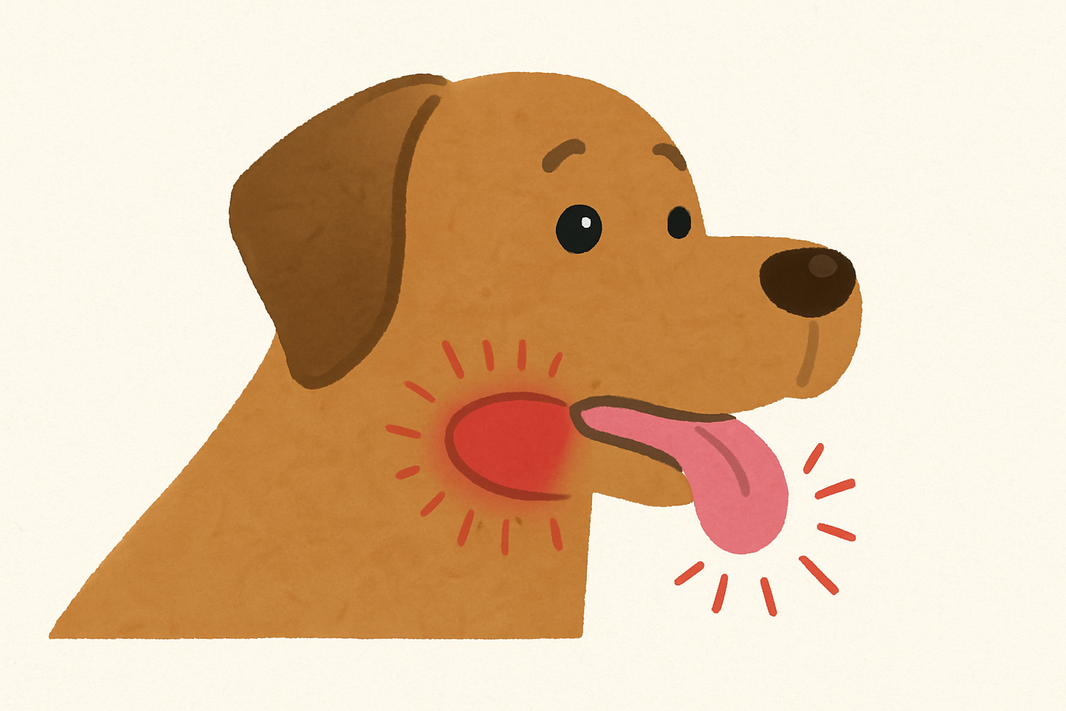 犬の顎が腫れている様子を示すイラスト