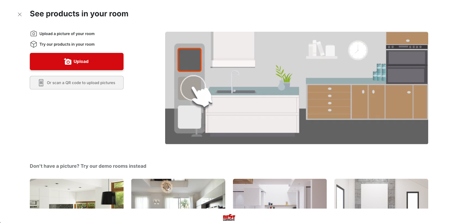 A screenshot of the Room Viewer feature on BestLaminate, an online store from one of our clients.