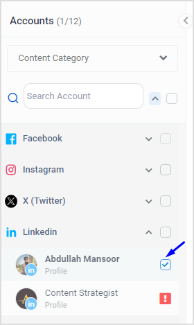 select linkedin from the left bar