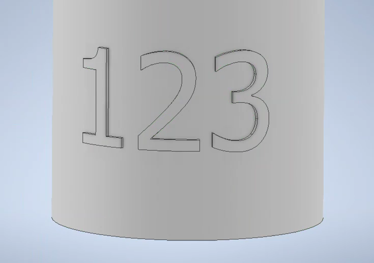 Cylinder with embossed numbers 1 2 3