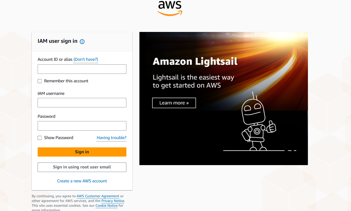Sign In to the AWS Management Console