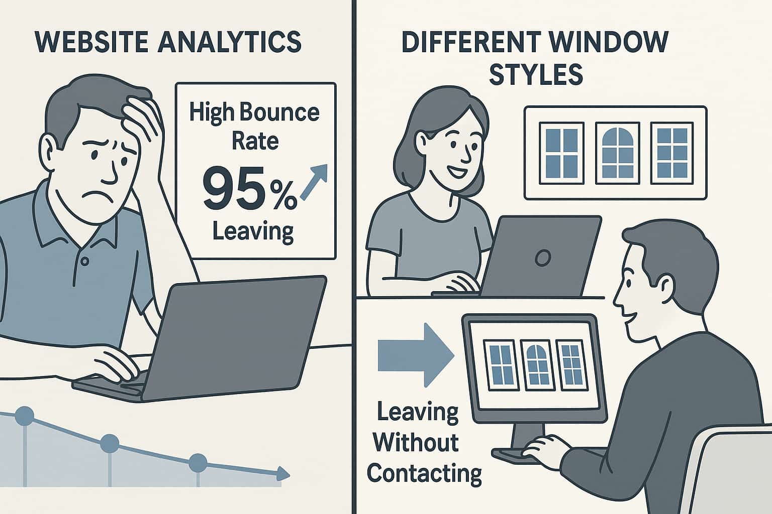 Window installation business losing 95% of website visitors without generating replacement window leads.