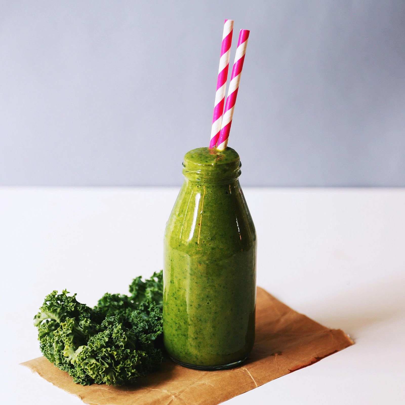 Glass Bottle Filled With Broccoli Shake