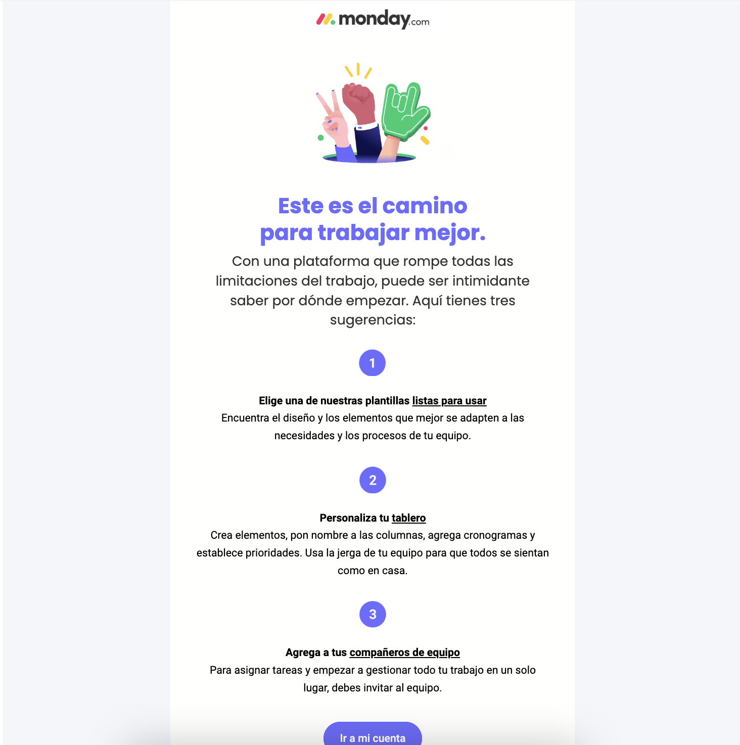 Ejemplo de correo electrónico de bienvenida en una estrategia de automatización del marketing