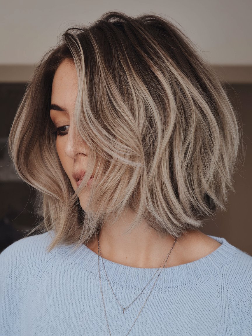 42. Choppy Dark Blonde Bob for Fine Hair