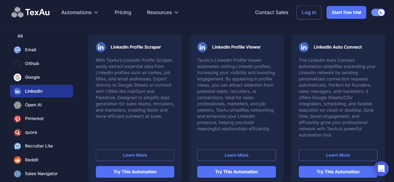 Screenshot of extracting LinkedIn profile data without Sales Navigator - TexAu
